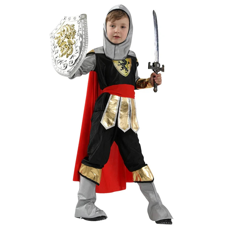 Children's Knight Costume Cosplay Performance Dress Party European Knight Armor Medieval Royal Castle Defender Armor