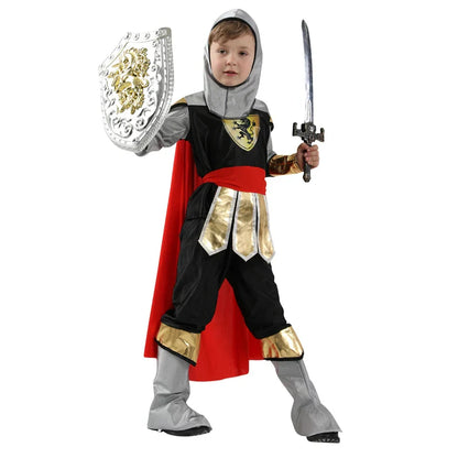 Children's Knight Costume Cosplay Performance Dress Party European Knight Armor Medieval Royal Castle Defender Armor