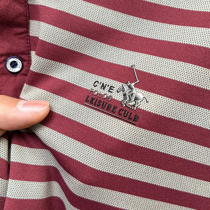 Summer High End Man Polo Shirt Striped Lapel Short Sleeve Horse Lette Print New Breathable T-Shirt Classic Commuter Menswear Top