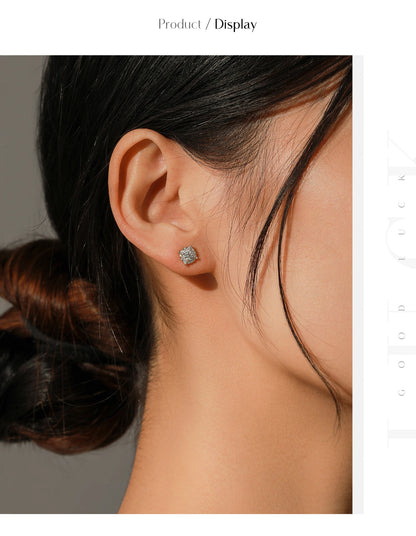 MODIAN D Color Moissanite Stud Earrings Round Cut Lab Created Diamond 925 Sterling Silver Silver Bridal Jewelry For Women Gifts
