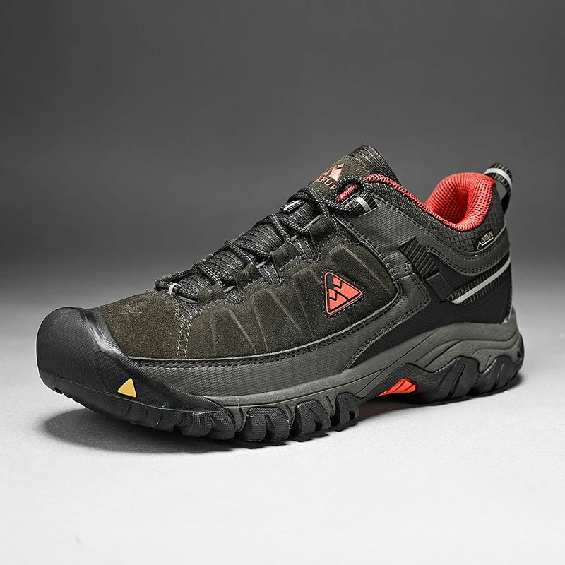 High Quality Men Hiking Shoes Durable Leather Climbing Shoes Outdoor Walking Sneakers Rubber Sole Factory Outlet