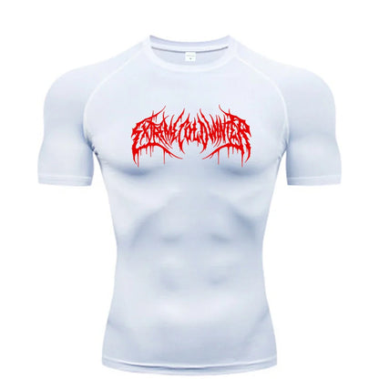 Summer Compression Sweatshirt Short Sleeve Men's Fitness T-Shirt Running Quick-Dry Top Gym Workout Bodybuilding T-Shirt S-3XL