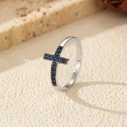 Trendy Cross 100% 925 Sterling Silver Moissanite Rings for Women Party Wedding Lab Diamond Matching Bands Birthday Gift