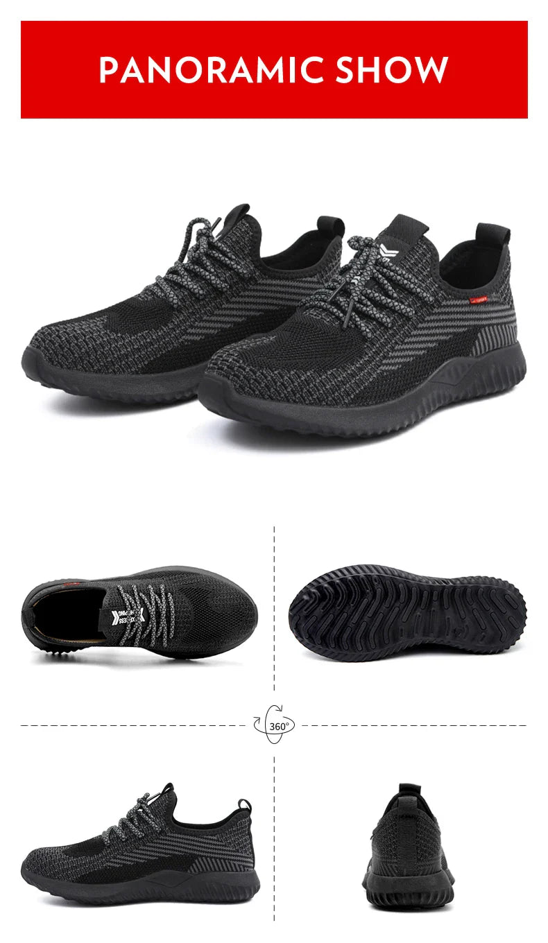 Safety shoes, breathable lightweight work shoes, puncture-resistant and smash-proof protective shoes, steel-toe shoes