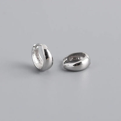 925 Sterling Silver Simple Wide Huggies Gothic Hoop Earrings for Women European Unisex Piercing Rock Jewelry Ear Buckles