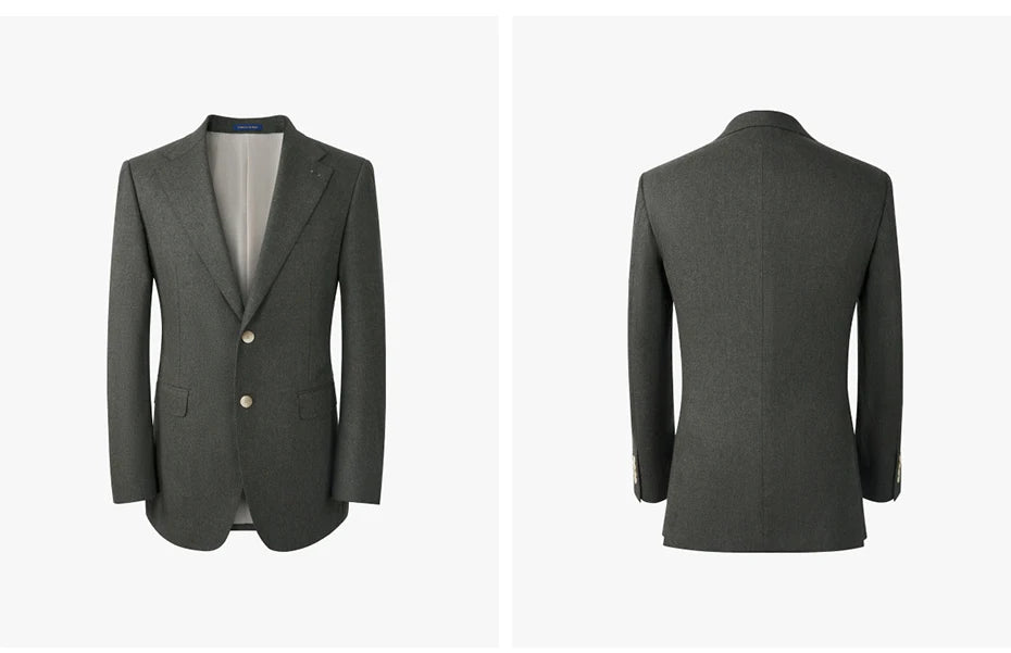 100% Wool Mens Suits Set Blazer + Pant Green Luxury Wedding Groom Wear Simple Style Fashion Man Suit Slim Fit Casual Clothes