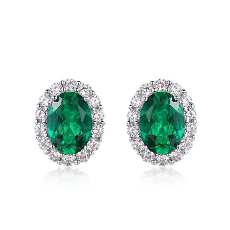 Real 1CT Laboratory Cultivation Emerald Earrings for Women 100% 925 Sterling Silver Diamond Fine Jewelry Gift Wholesale