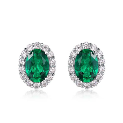 Real 1CT Laboratory Cultivation Emerald Earrings for Women 100% 925 Sterling Silver Diamond Fine Jewelry Gift Wholesale