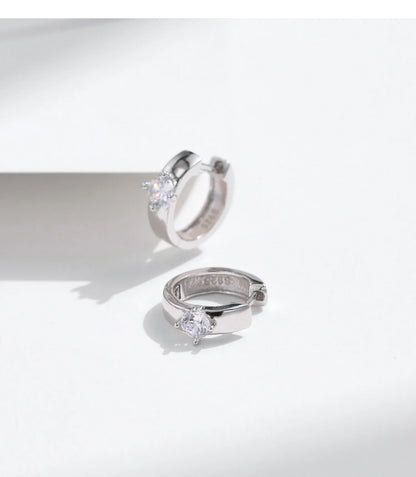 Round Moissanite Ear Buckles Lab Diamond 925 Sterling Silver Engagement & Wedding Hoop Earrings for Women Jewelry Gifts