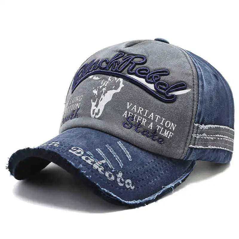Bull Head Hat Men's Embroidery Letters Retro Washed Baseball Cap Old Korean Version Fashion Cap Classic Versatile Comfortable