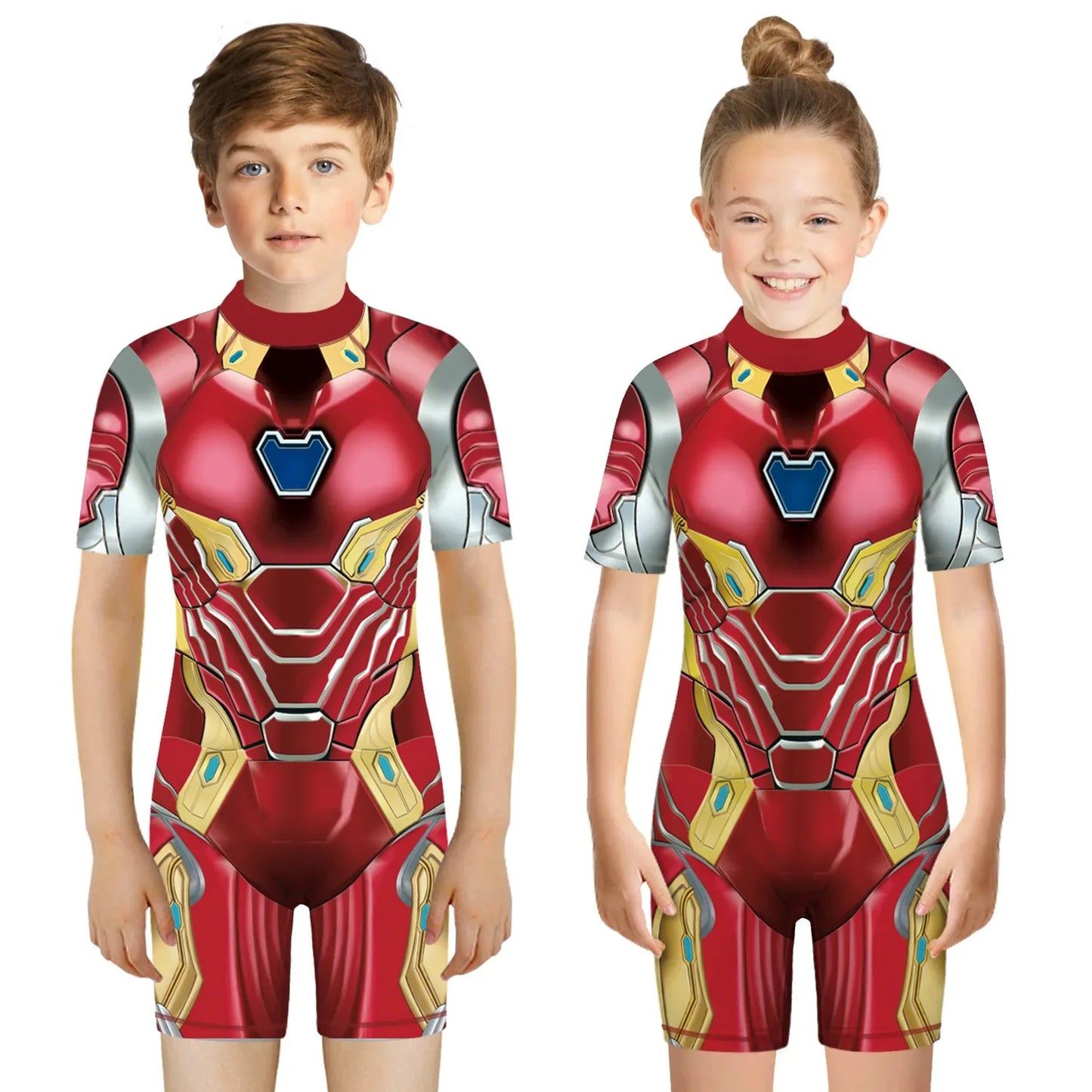 Children One Pieces Swimsuit Superhero 3D Print Playsuit Child Short Sleeve Swimwear Beach Bathing Suit Swim Wear For Boys Girls