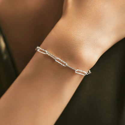 Real 925 Sterling Silver Irregular Wavy Lock Chain Bracelets Trendy Stackable DIY Jewelry For Women Female Accessories