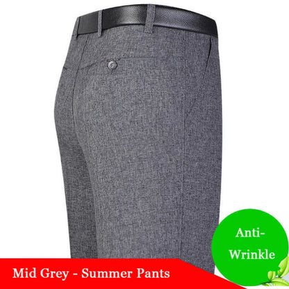 Mens Summer Autumn Grey Dress Pants Formal Business Classic Suit Pants Casual Dress Suit Office Work Slim Fit Male Trousers