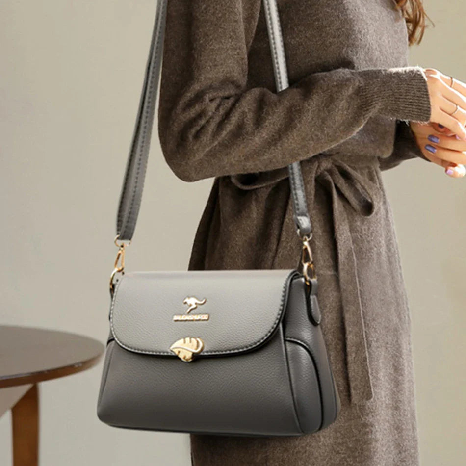 Women Bag Fashion Shoulder Bag Quality PU Leather Elegant Flap Retro Female Messenger Classic Multiple Pockets Crossbody Handbag