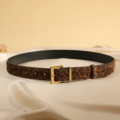 New Luxury Double Genuine Leather Belt for Women Jeans Casual Dress Square Alloy Buckle Ladies Trendy Belts Fashion Waistband