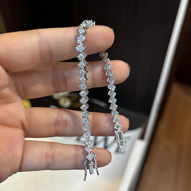 2025 Original Full Moissanite Tennis Bracelet for Woman Man 925 Silver Pass Diamond Tester Link Chain Bracelets 14-20cm