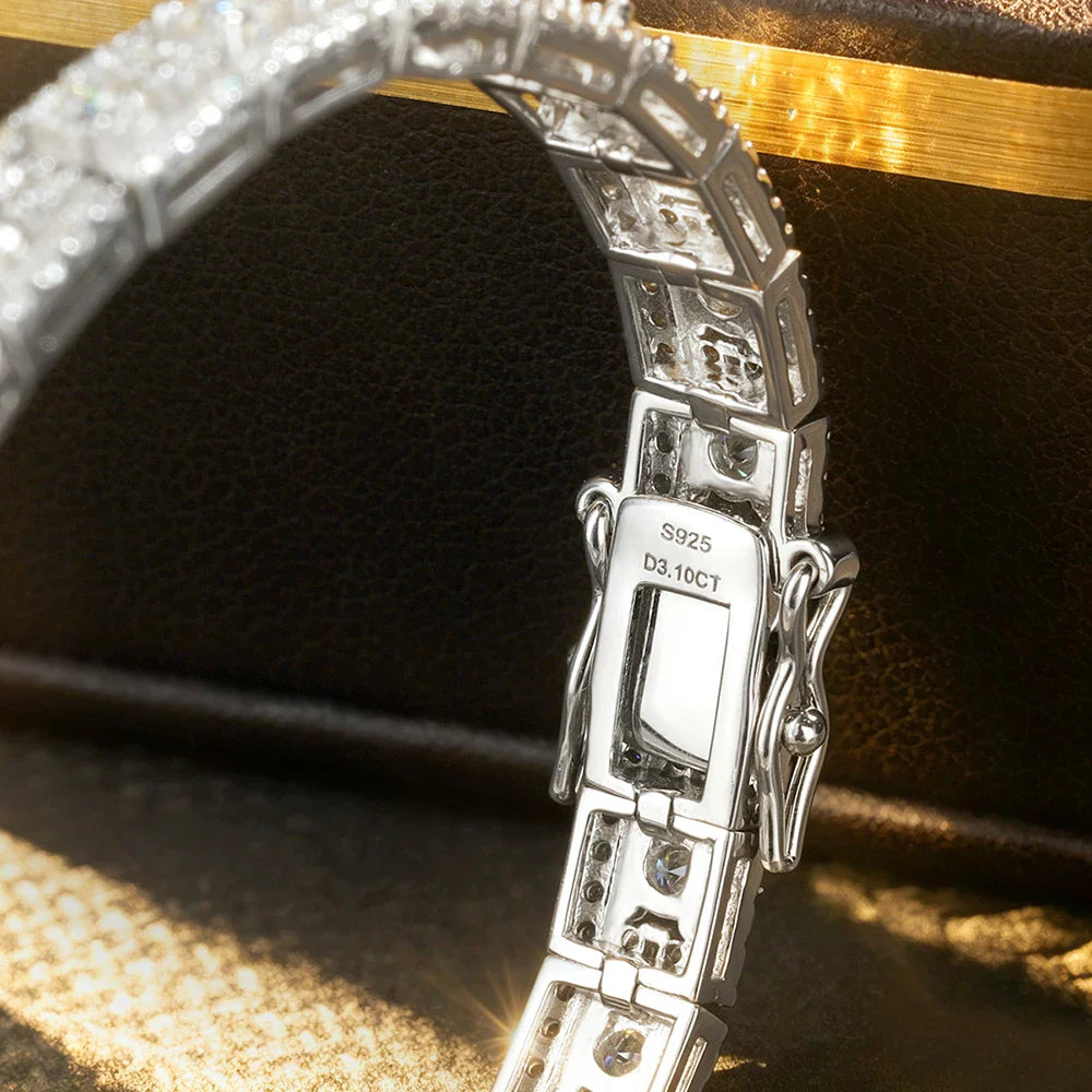 Full Moissanite Tennis Bracelet For Women S925 Sterling Silver Pear Pass Diamond Test Sparkling Luxury Fine Jewelry Gift
