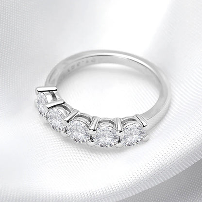 White Gold D Color 4mm Moissanite Ring for Women 1.5CTTW Stone Match Diamond Wedding Band Bride S925 Sterling Silver