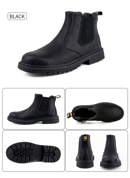 Men Lerther Work Boots Indestructible Safety Shoes Men Steel Toe Puncture-Proof Work Sneakers Male Work Shoes