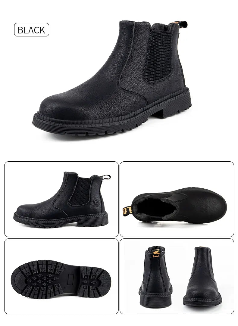 Men Women  Lerther Work Boots Indestructible Safety Shoes Steel Toe Puncture-Proof Work Sneakers Male Work Shoes