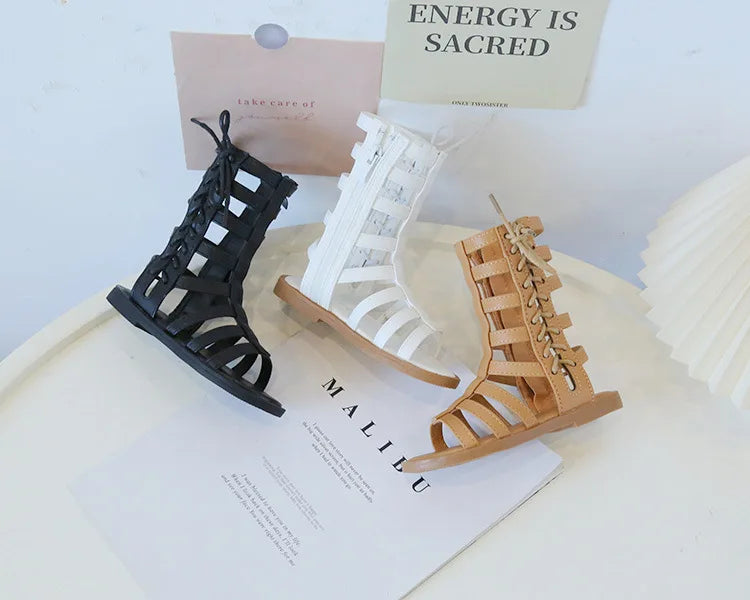 Children Sandals High-top Kids Girls Sandals Baby Sandals High Quality Flat Cut-Outs Beach Sandals