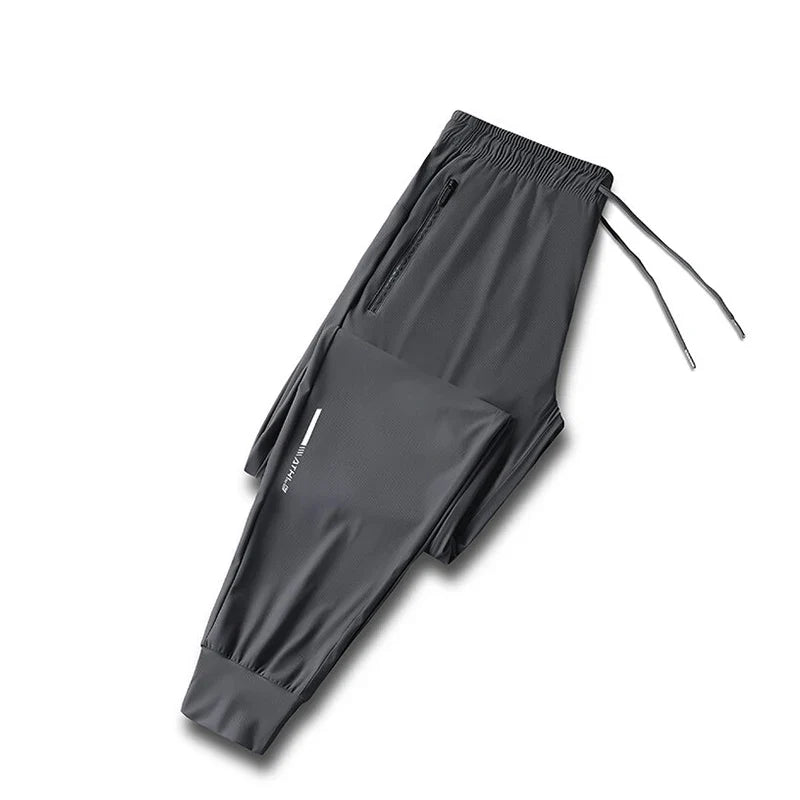 Ice Silk Long Pants For Men's Summer Quick Drying Loose Straight Leg Pants High Elasticity Sports Leggings Casual Pants