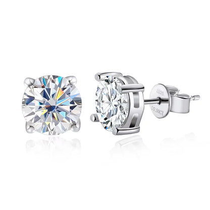 D VVS1 Round Moissanite Earring s925 Sterling Sliver Plated with 18k Gold Earrings for Women Wedding Fine Jewelry Gift
