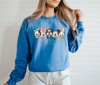 2026 Autumn Mickey Friends Peripheral Printed Hoodies Latest Fashion Sports Girls Spring Loose Couple Round-neck Hoodie