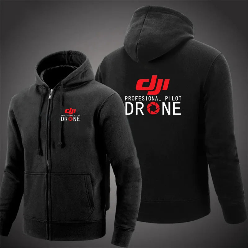 Professional Pilot Drone Autumn Hooded Sweatshirts Men's Hoodie Cardigan Solid Color Classic Jacket Clothing Tops