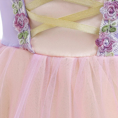 Fashion Girls Rapunzel Dress Up Dresses for Party and Wedding Mesh Lace Girls Dresses Summer Children Girls Party Dresses ASQ03