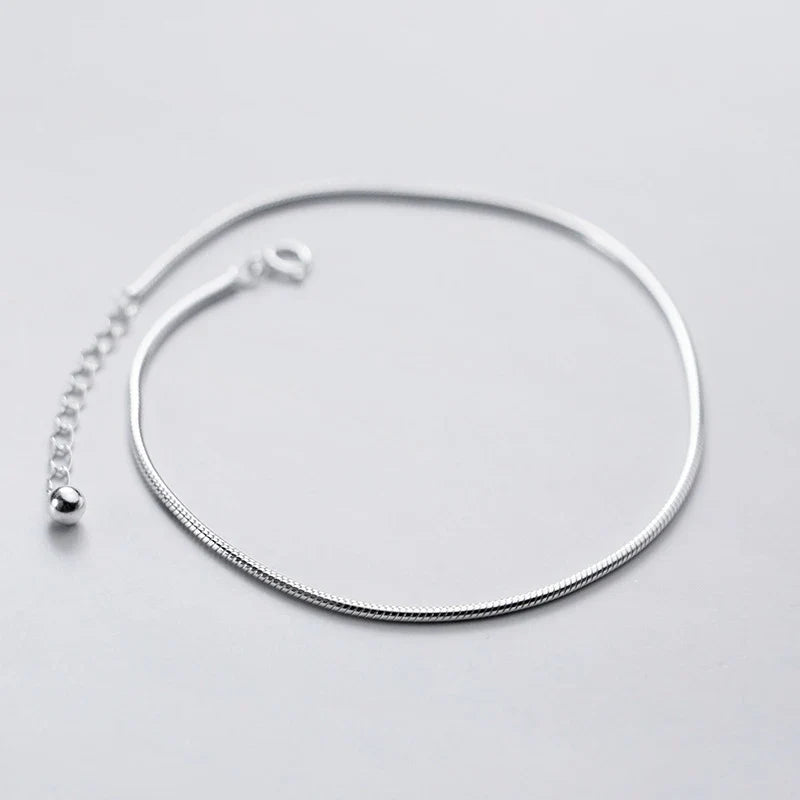 Hight Quality 100% 925 Sterling Silver Fashion Classic Snake Chain Bracelet Anklet Link for Women Fine Jewelry Bijoux