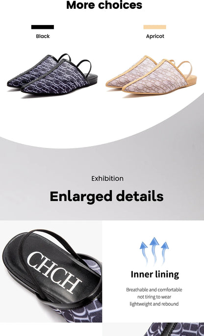 Pointed Toe Slippers Luxury Branded Casual Shoes Flat Strappy Home Outdoor Beach Walking Shoes