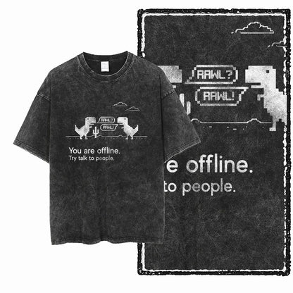 THEME Printed Cotton Acid Washed Exclusive Graphic Unisex T Shirt Cool Streetwear Men Tshirts Big Size Tee for men