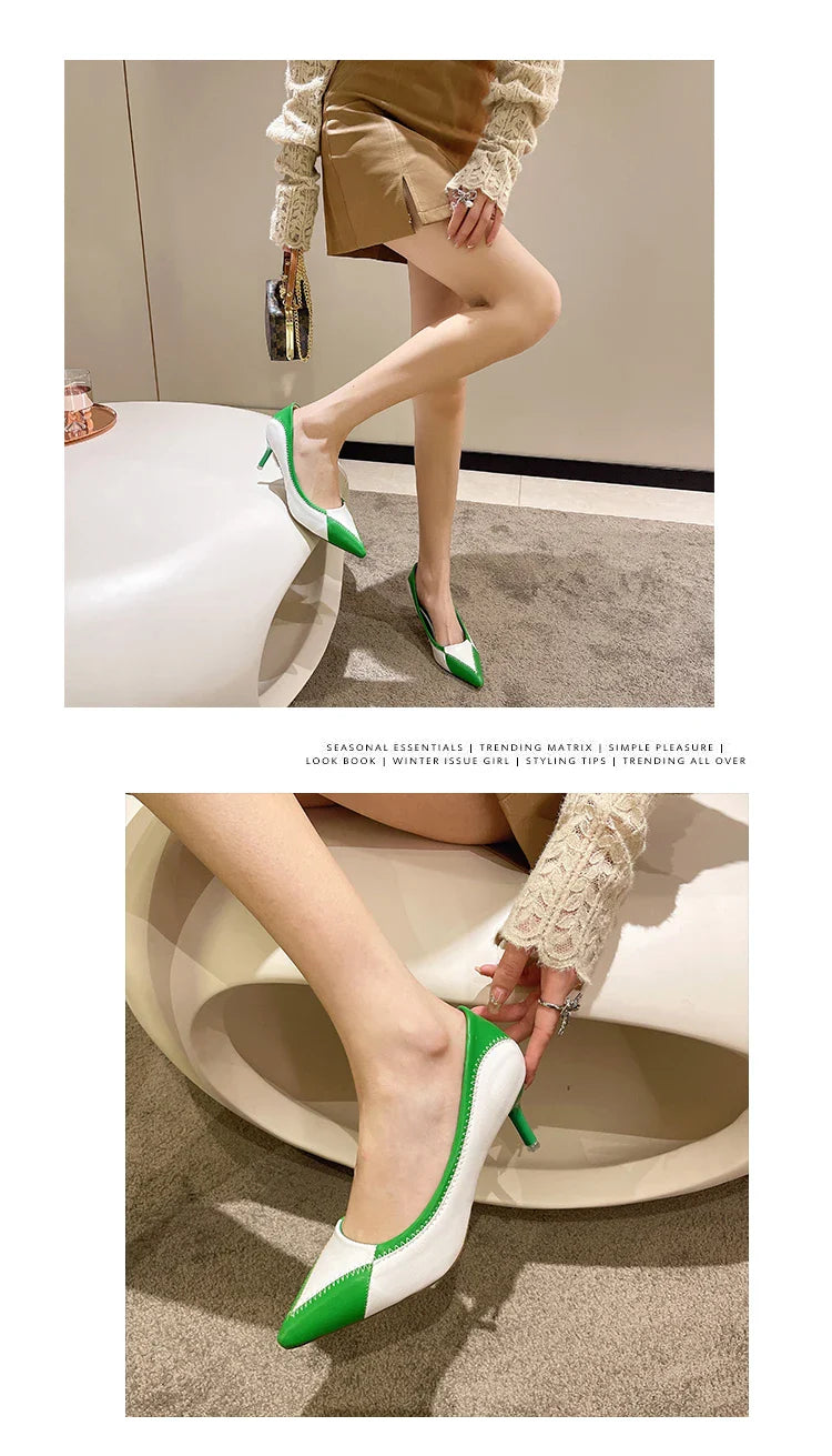 Verão Novas Sandálias Femininas de Bico Fino com Salto Agulha Sapatos Femininos de Salto Alto para Banquetes e Festas Sapatos de Casamento da Moda Scarpins 6,5-9cm
