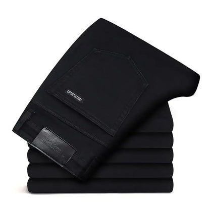 Men's Slim Fashion Denim High Quality Male Pants Elastic Black Blue Leisure Jeans Brand Clothing