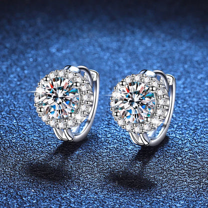 NeeTim 1ct 6.5mm Moissanite Earrings for Women S925 Sterling Silver with 18k Gold Plated Diamond Ear Studs Wedding Party Jewelry