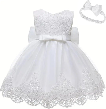 Girls White Baptism Dress Bridesmaid Dresses For Wedding Prom Gown Big Bow Girls Elegant Dresses Red Puffy Christmas Dress