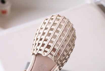 2026 Novel Roman Sandals for Little Girls Side Butterfly-knot Princess Weave Sandals Soft Breathable Hollow Shoes Child Girl