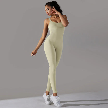 Fitness Sports Jumpsuit Screw Thread Sleeveless Bodysuit Women Seamless Set Full Seasons Casual Fitness Sporty Playsuit