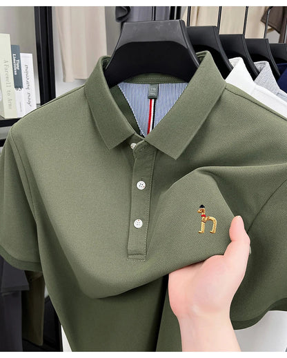 High end luxury brand short sleeve polo shirt summer new trend cute dog embroidery design T-shirt casual Korean golf men's wear
