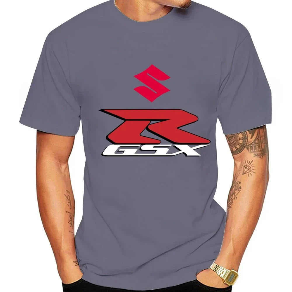 GSX-R New 100% Cotton Trendy Men T-shirt Summer Daily Outdoor Sports Party Casual Loose Comfortable Street Short-sleeve