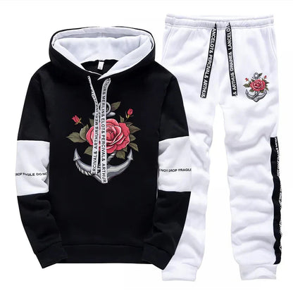 Mens Tracksuit Retro Pattern Printing  Single Piece Sweatshirts Sweatpants Casual Office Home Hoodie Pants Sports Mens Clothing