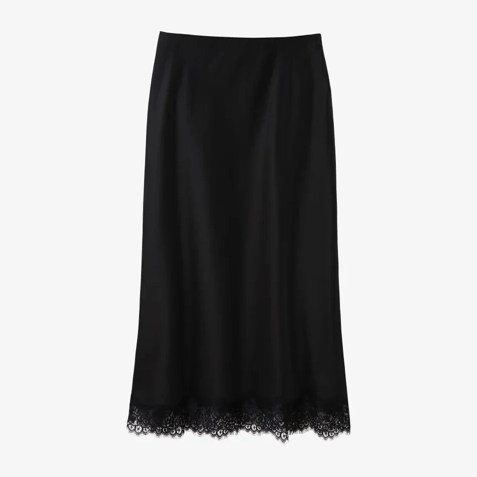 Lace slip satin dress + lace satin skirt +knitting vest + knitting cardigan collection woman dressy outfit