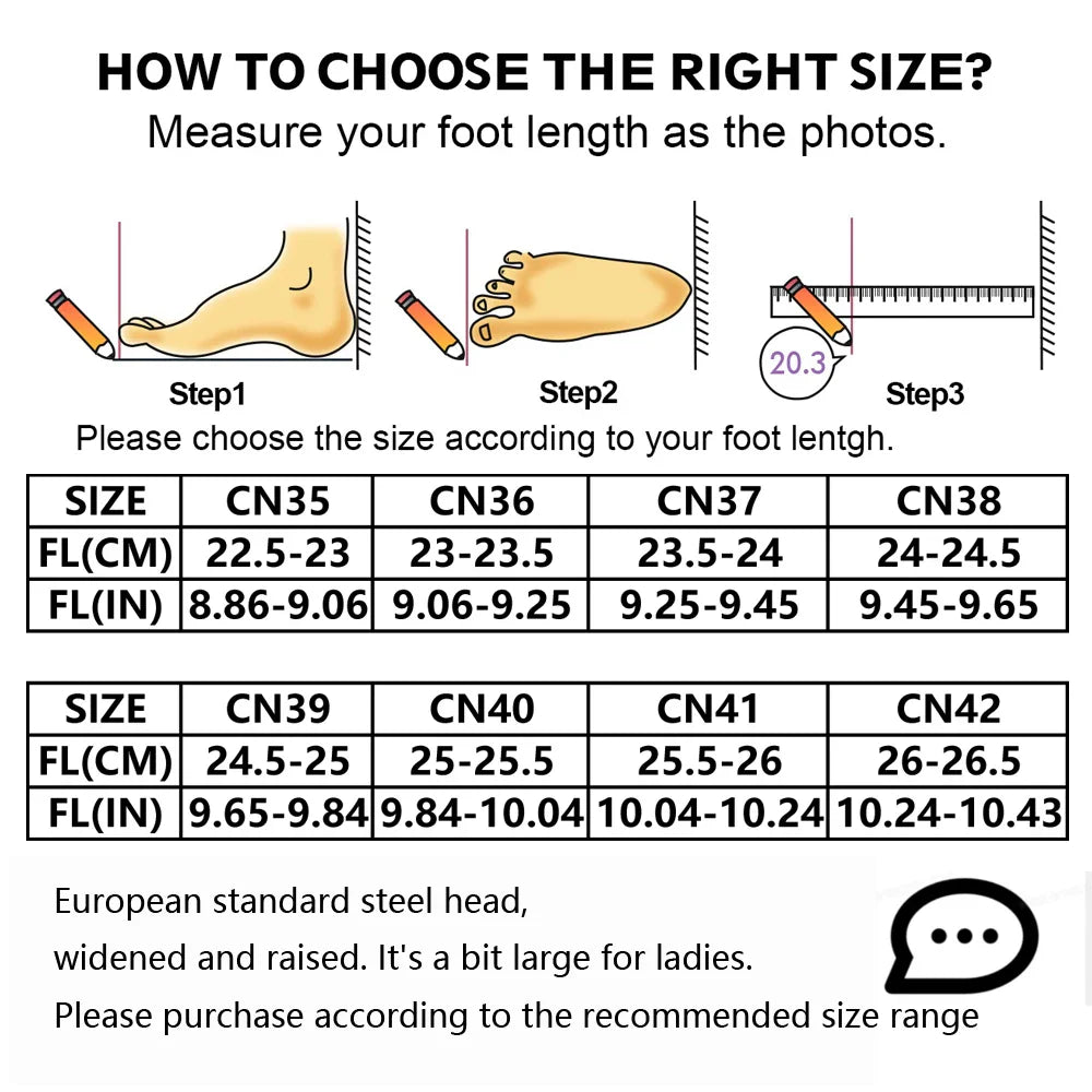 Ladies Steel Toe Safety Shoes Anti-Crush Kevlar Workwear Style Outdoor Safety Boots for Women Resistant Comfort Footwear