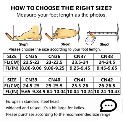 Ladies Steel Toe Safety Shoes Anti-Crush Kevlar Workwear Style Outdoor Safety Boots for Women Resistant Comfort Footwear