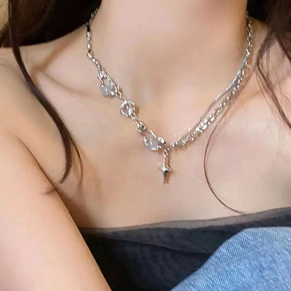 Korean Trend Love Butterfly Clavicle Chain For Women Shiny Multilayered Heart Necklace Collarbone Chain Valentine's Day Gifts