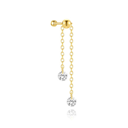 1PC 925 Sterling Silver Horse Eye Chain Tassel Zircon Drop Earrings For Women Ins Minimalism Geometric Earrings Gift