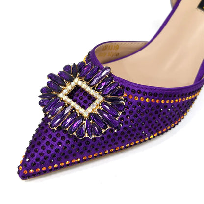 African Style Women's Shoes Mixed With BlackGold High Heels Pointed At The Dinner Party Nigerian Women's Shoes
