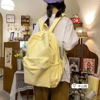 Sweet soft girl solid color large capacity student backpack new style for men and women college students simple trendy