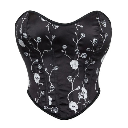 Women Fashion Corset Crop Top Lace Up Brocade Overbust Bustiers Body Shaper Lingerie Sexy Woman Push Up Corselet